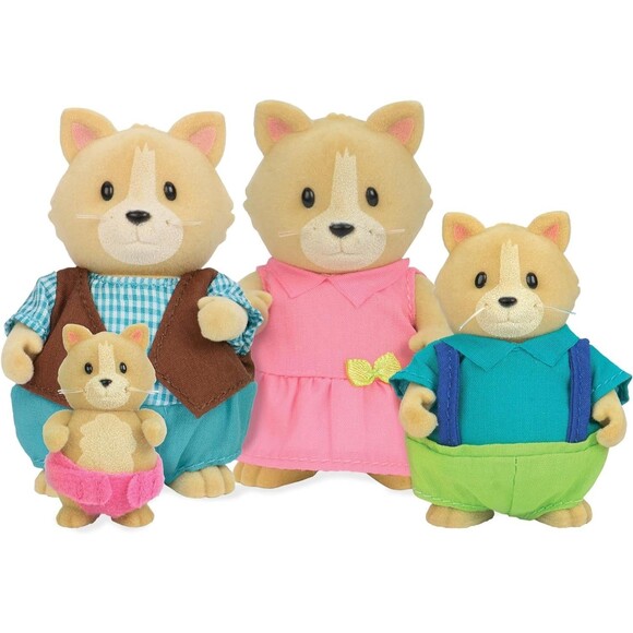 Lil Woodzeez Cat Family Whiskerelli Kitties Animals Toy Set Posable Book Playset - Picture 3 of 8